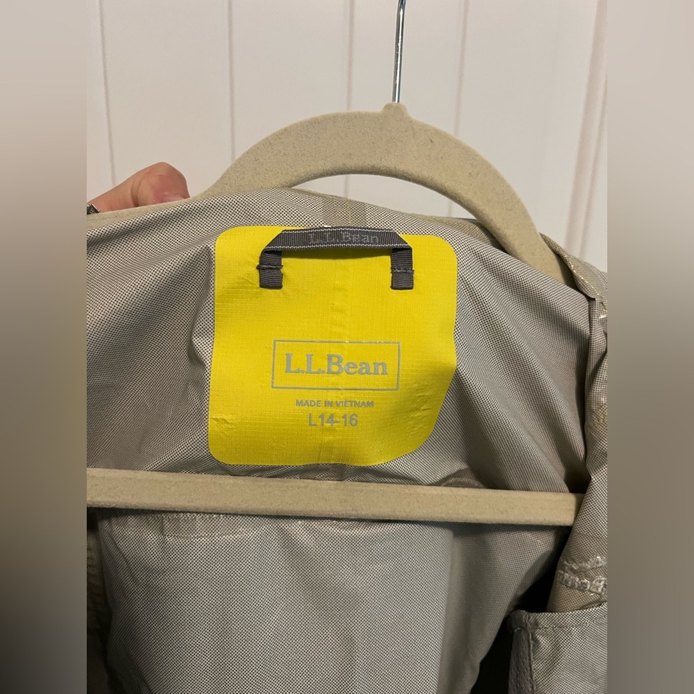 L.L. Bean Youth L Rain Jacket Gray Yellow Waterproof Reflective Outdoor Shell - Picture 7 of 16